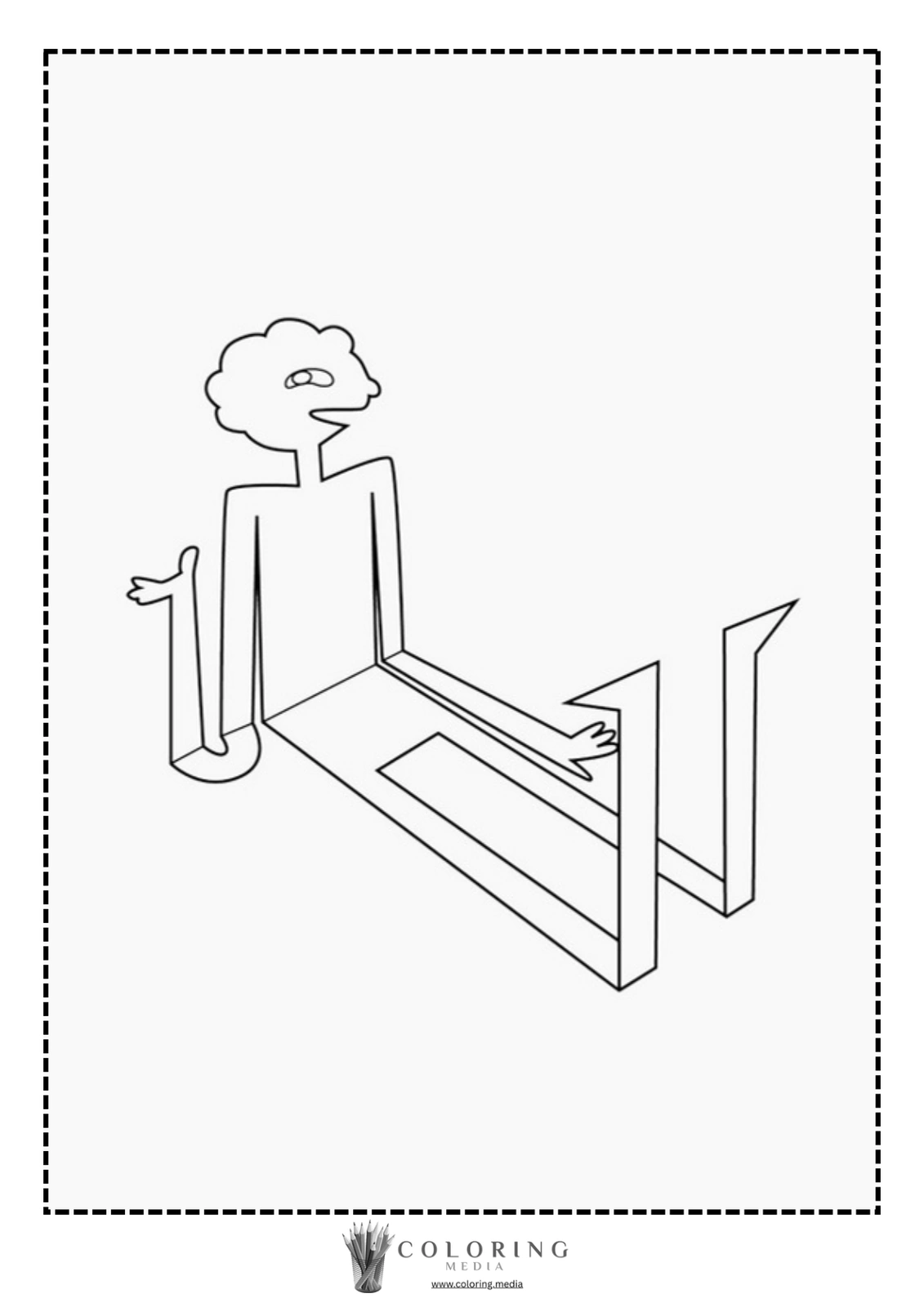 A stylized figure with curly hair gestures while reclining.