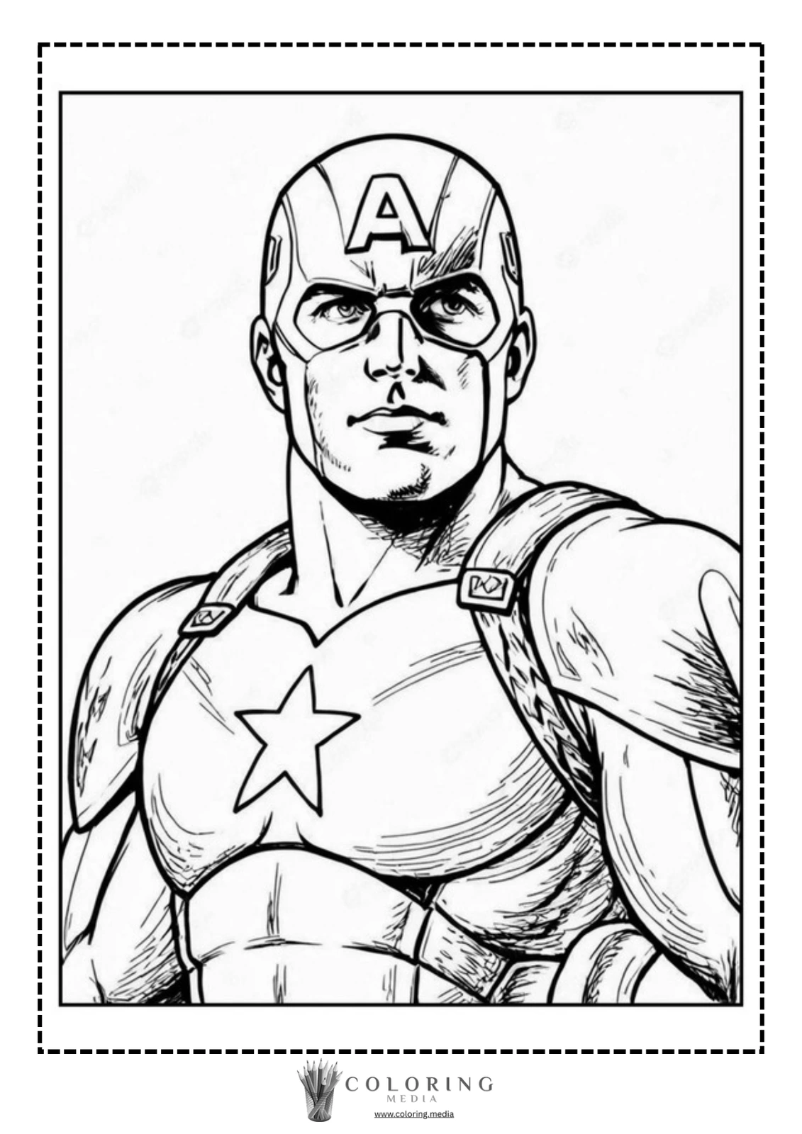A superhero with a star emblem stands confidently, ready for action.