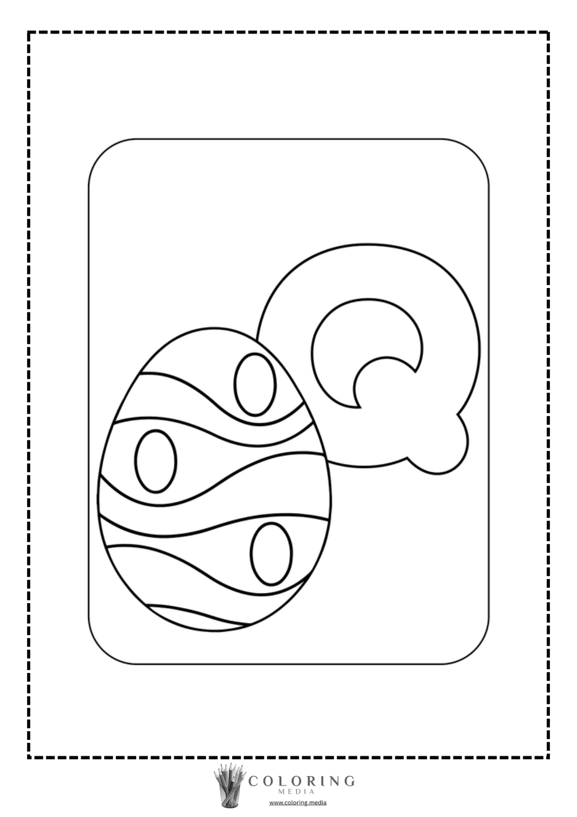 A decorated egg and the letter "Q" for coloring.