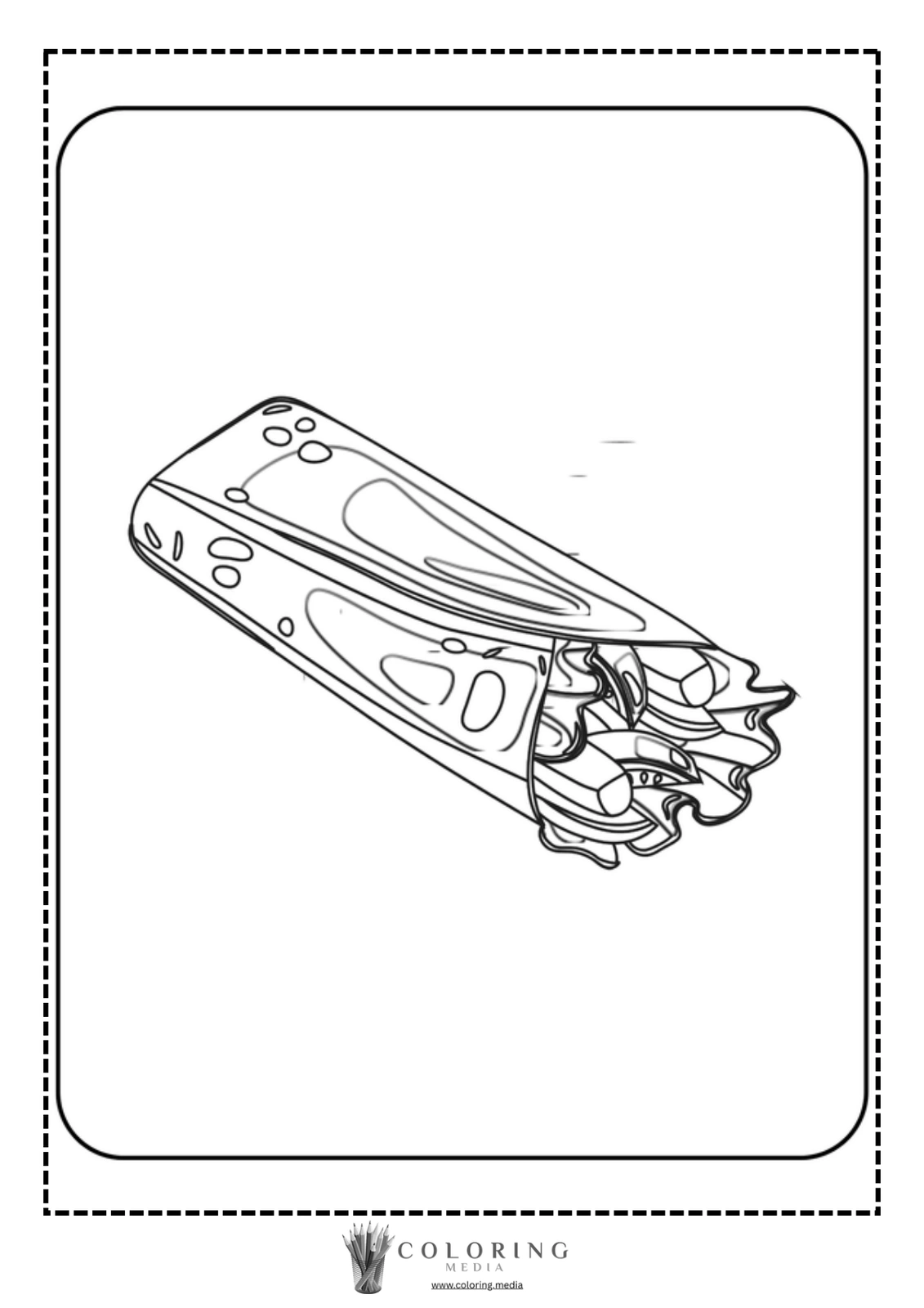 A coloring page featuring a detailed outline of a squid.