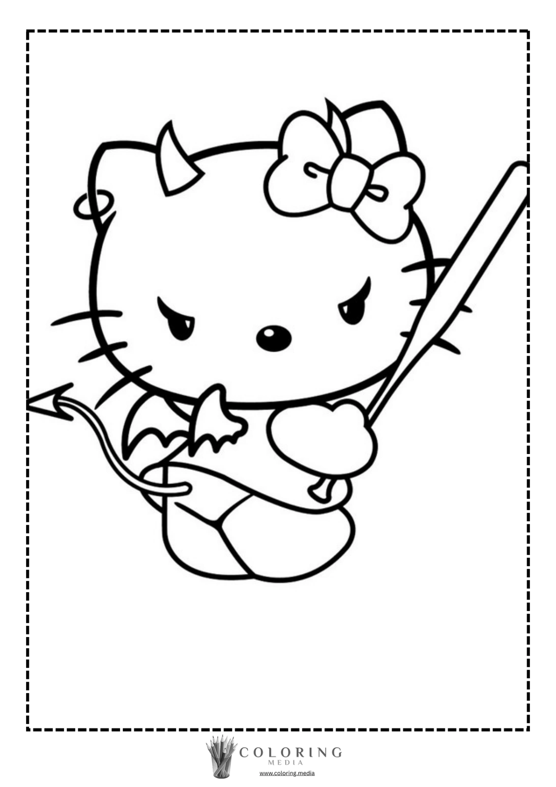 A cute character with horns holds a bat, looking mischievous.