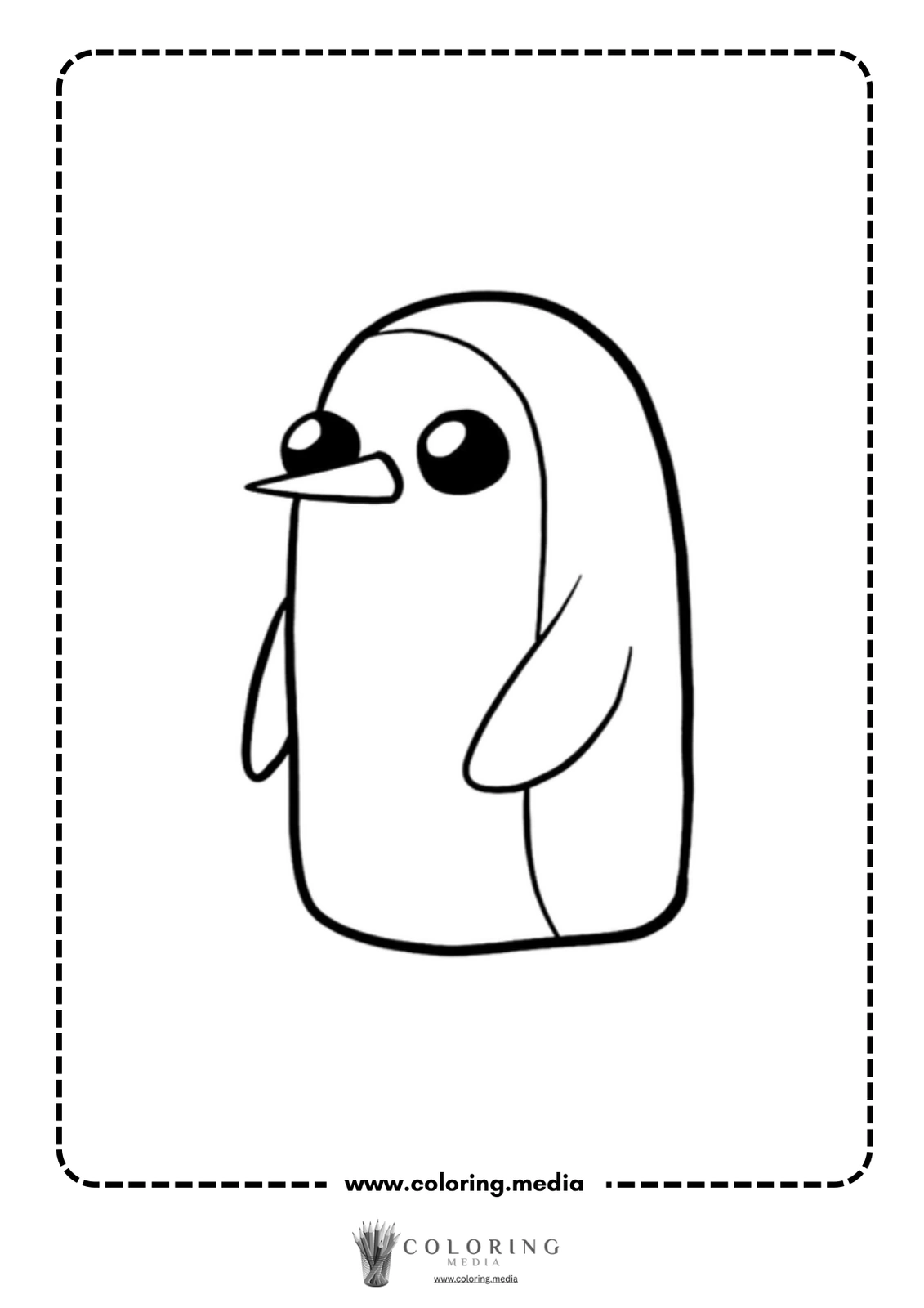 A cute, cartoon penguin stands with its flippers at its sides.
