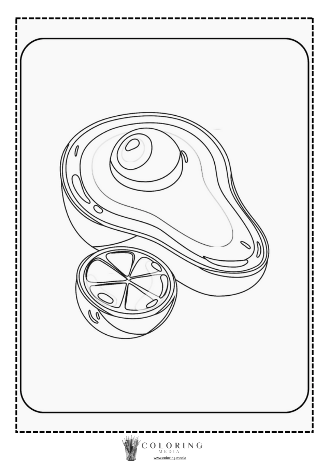 A line drawing of an avocado and a sliced lemon.