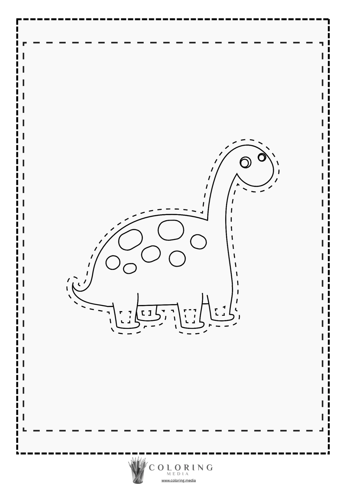 A simple outline of a dinosaur, ready for coloring.