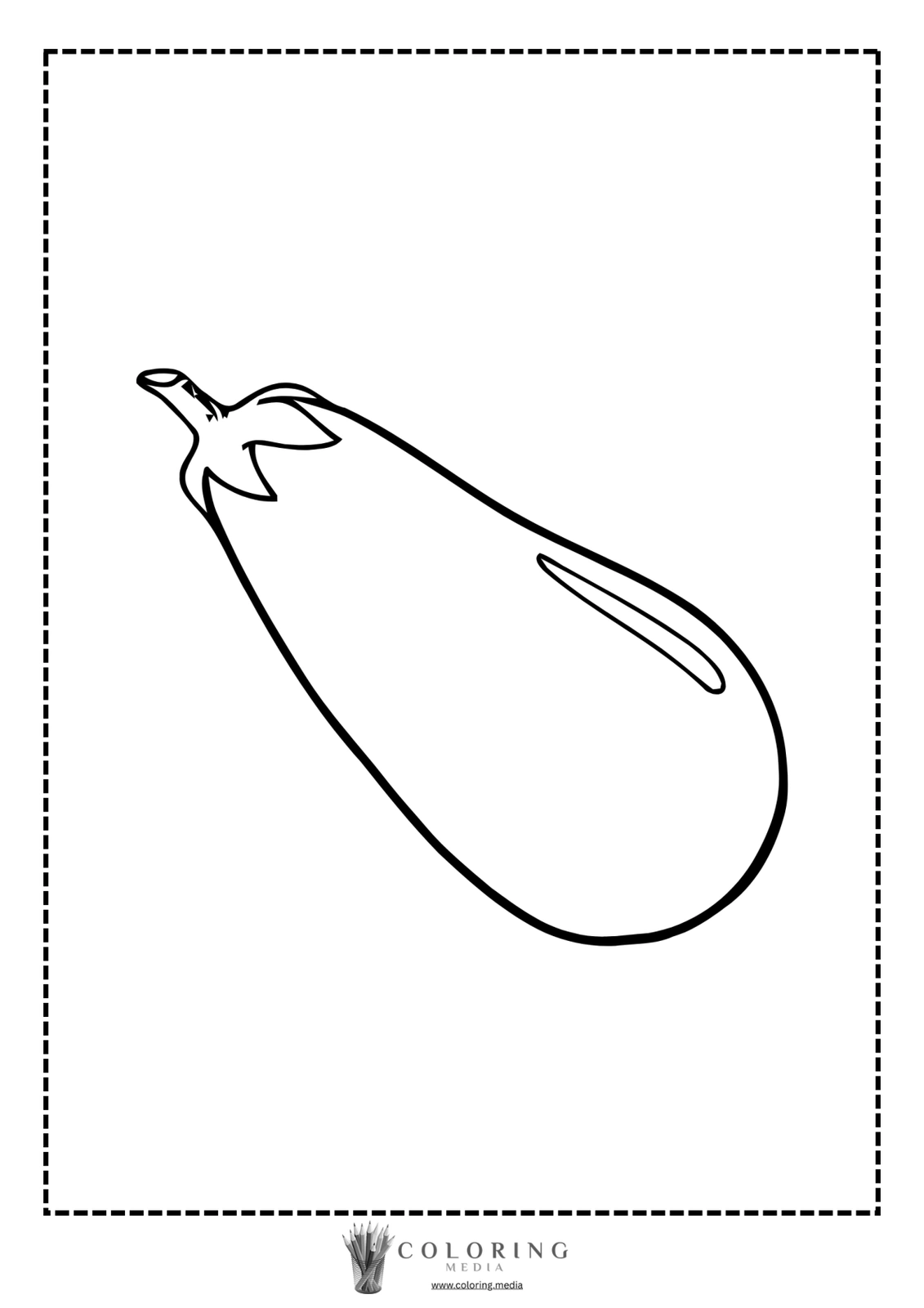 A simple outline of an eggplant on a coloring page.