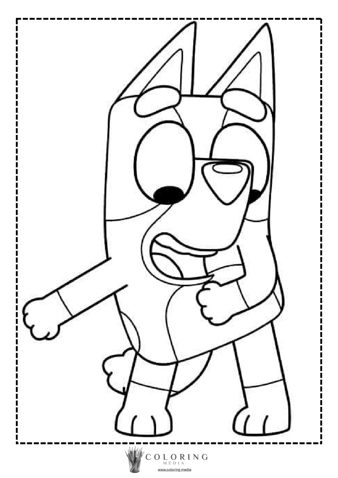 A cartoon dog with a joyful expression is playfully running.