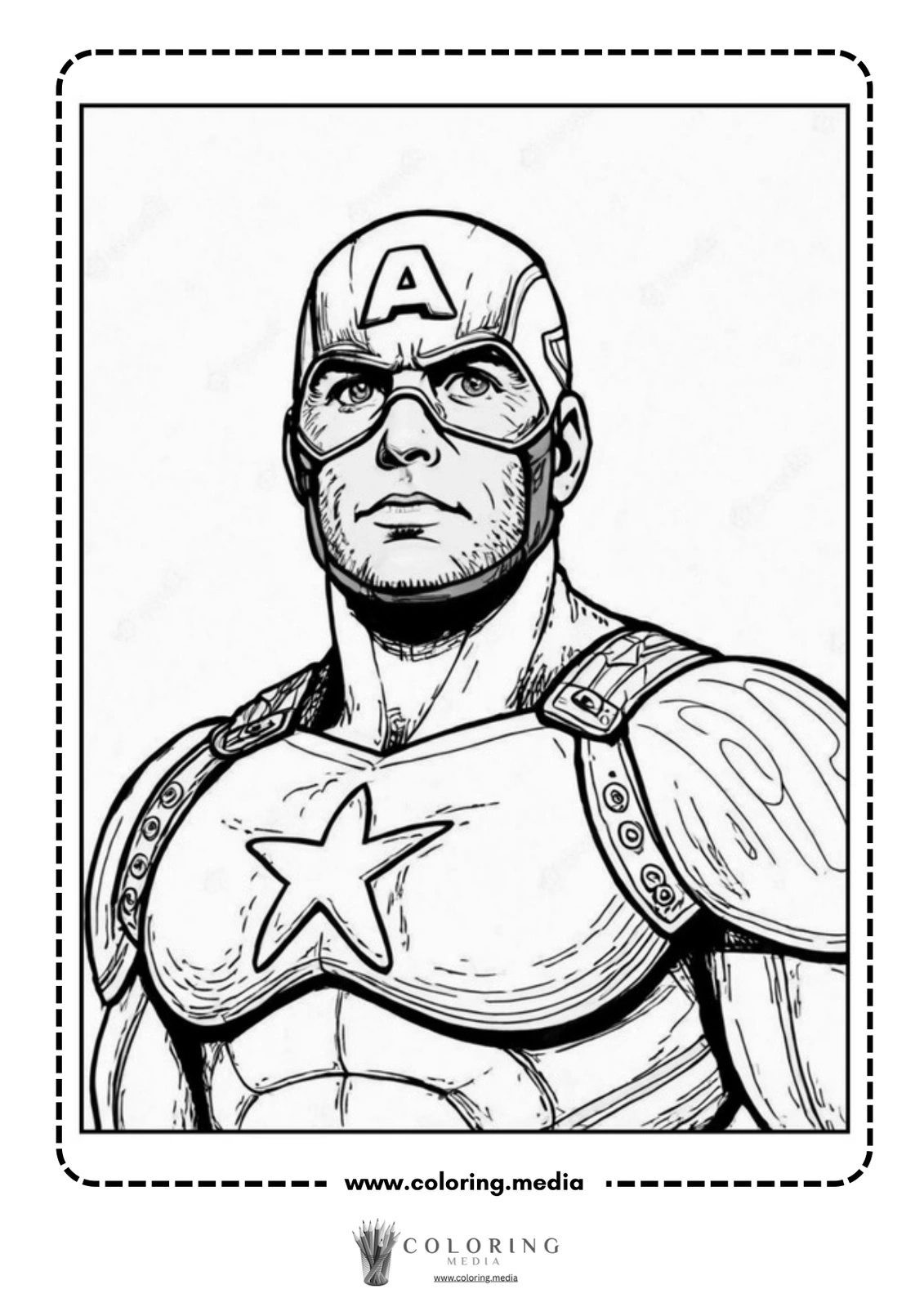 A superhero with an "A" on his helmet looks confidently upward.