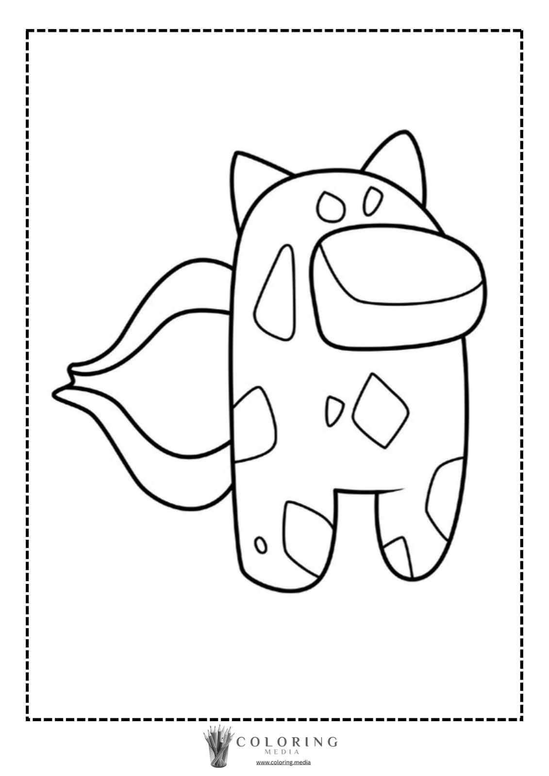 A cartoonish creature with a tail, ready for coloring.