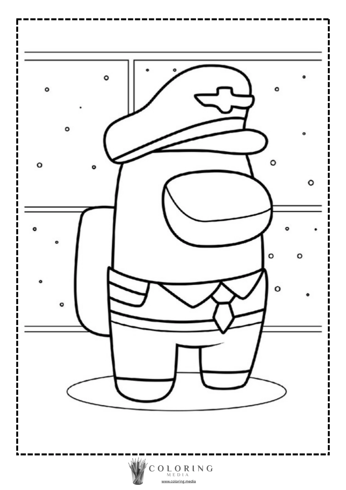 A cartoon character in a pilot's uniform stands against a starry background.