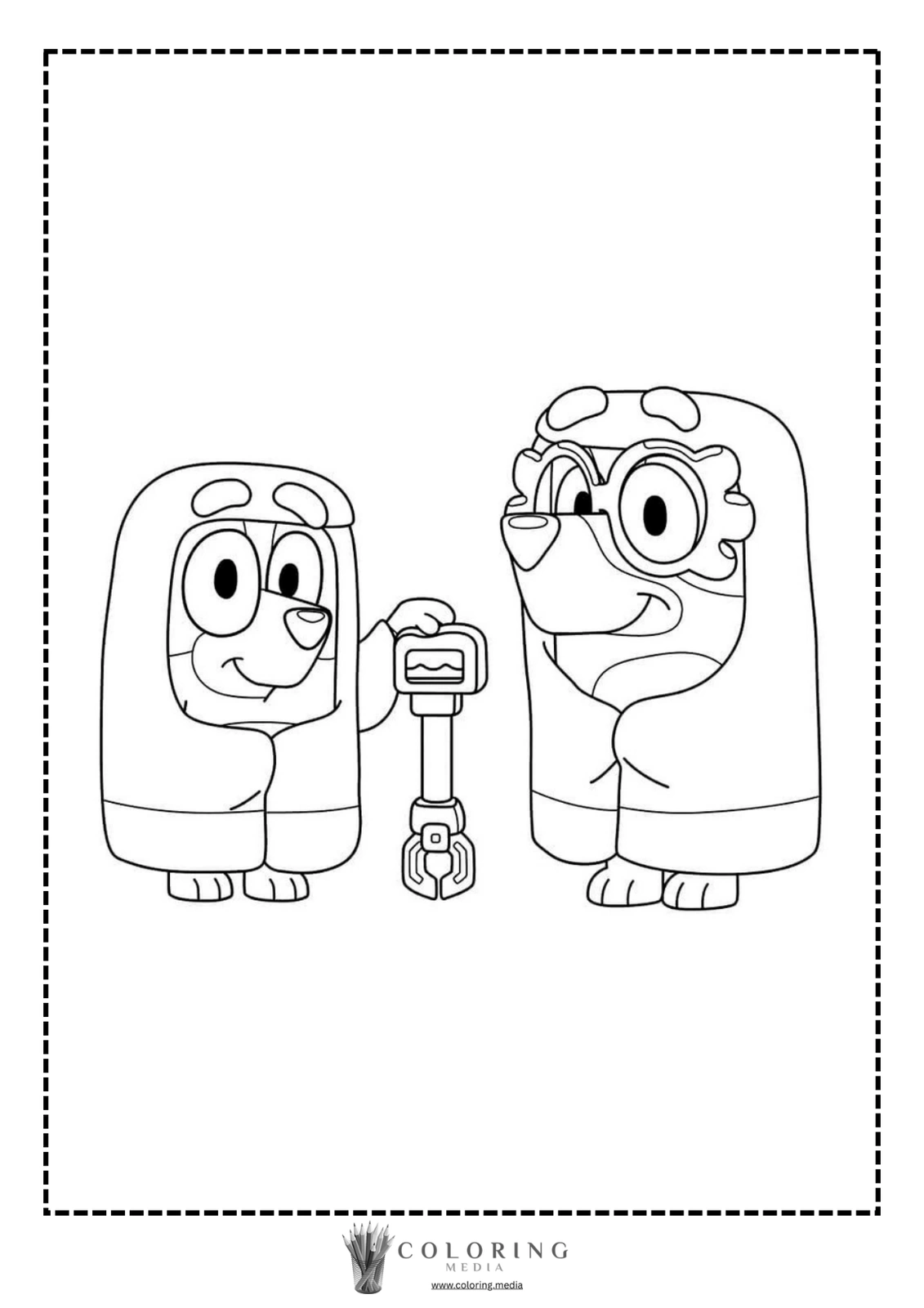 Two cartoon characters, one holding a key, both smiling happily.