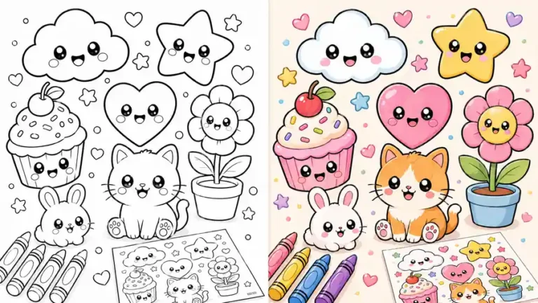 Bold And Easy Cute Kawaii Coloring Pages featured image