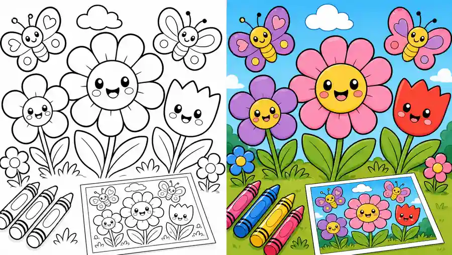 Bold And Easy Floral Coloring Pages featured image