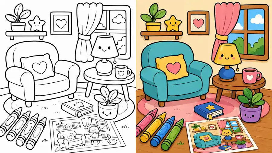 Bold And Easy Little Corner Coloring Pages featured image