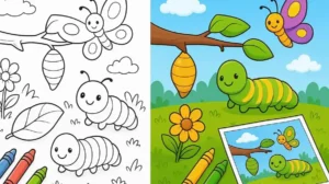 Butterfly Life Cycle Coloring Pages featured image