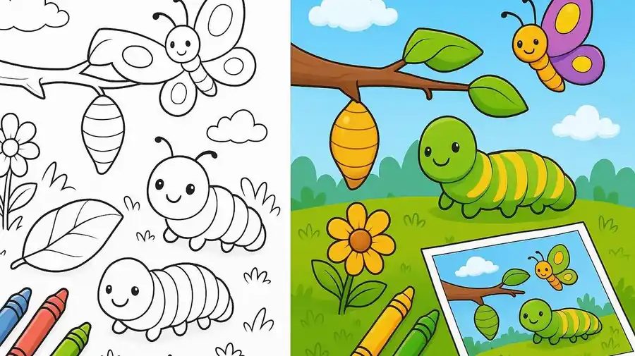 Butterfly Life Cycle Coloring Pages featured image