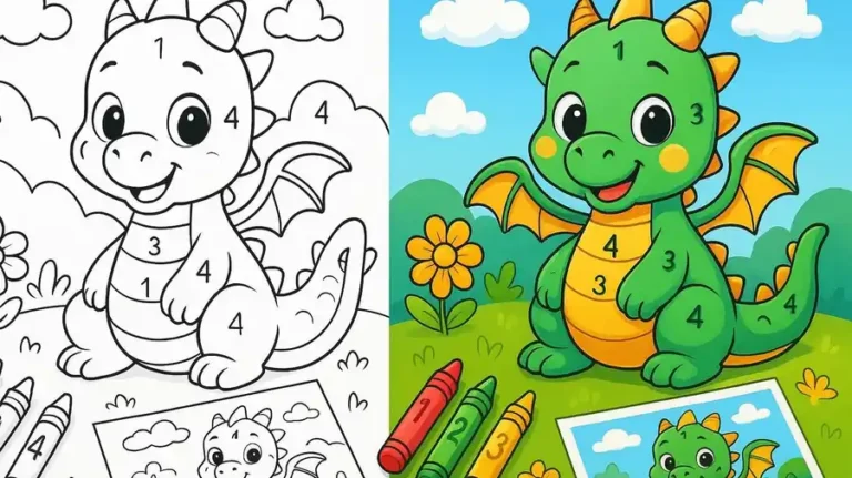 Color By Number Dragon Coloring Pages featured image