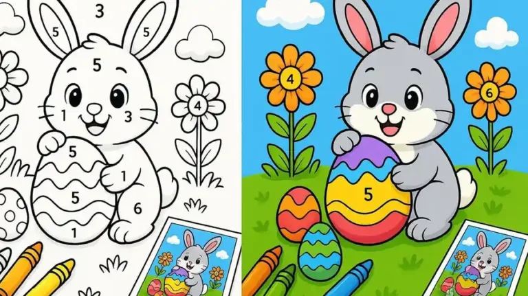 Color By Number Easter Coloring Pages featured image