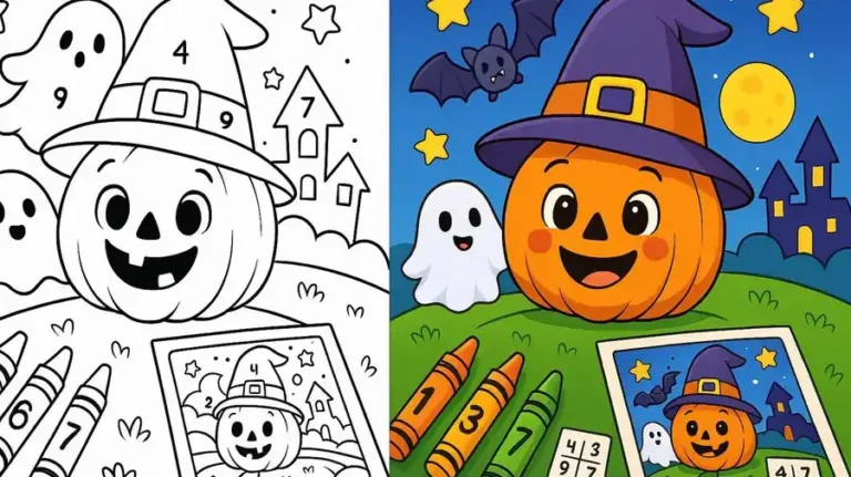 Color By Number Multiplication Halloween Coloring Pages featured image