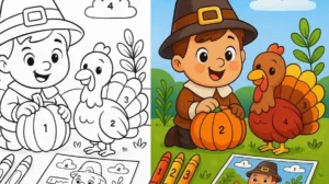 Color By Number Thanksgiving Coloring Pages featured image