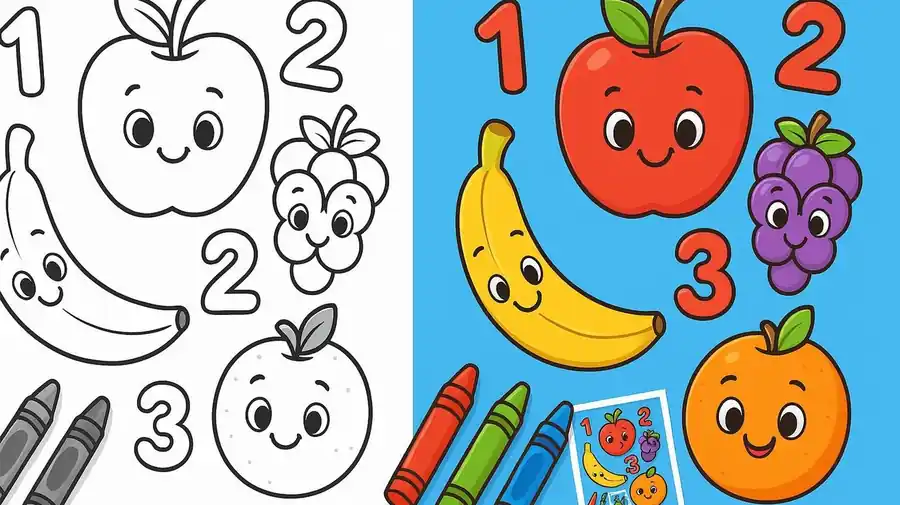 Counting Fruits Coloring Pages featured image