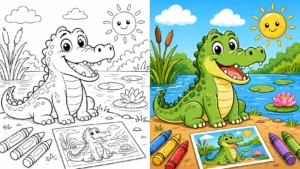 Crocodile Coloring Pages featured image