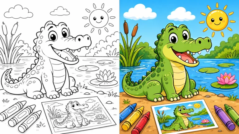 Crocodile Coloring Pages featured image