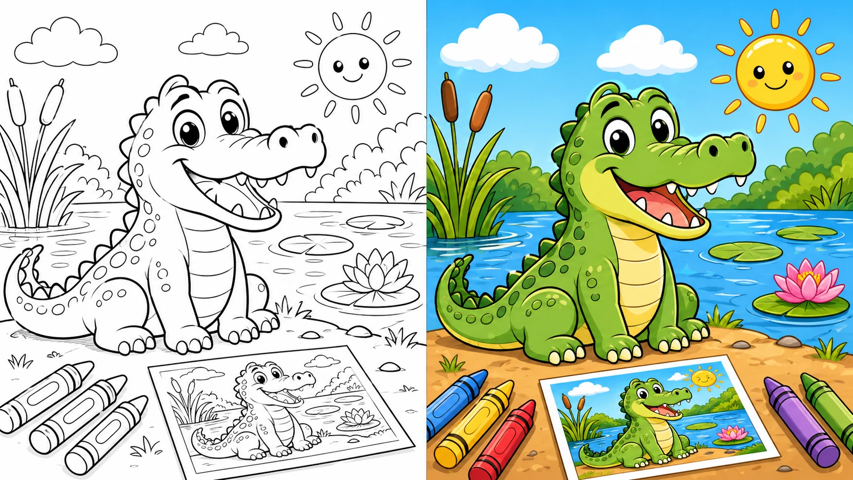 Crocodile Coloring Pages featured image