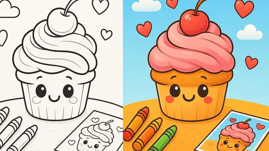 Cup Cake Coloring Pages featured image