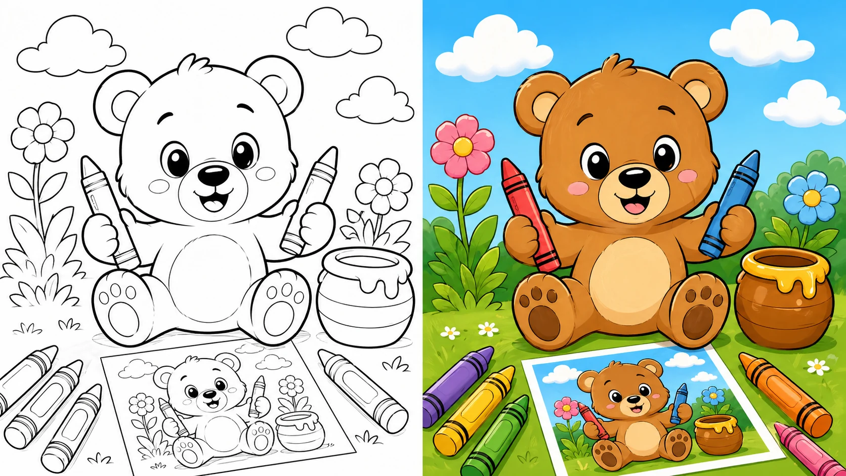 Cute Bear Coloring Pages featured image
