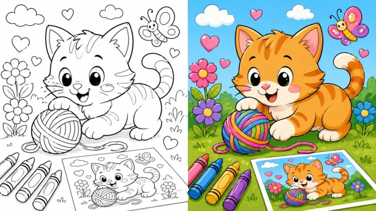 Cute Cat Coloring Pages featured image