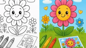Cute Flower Coloring Pages featured image