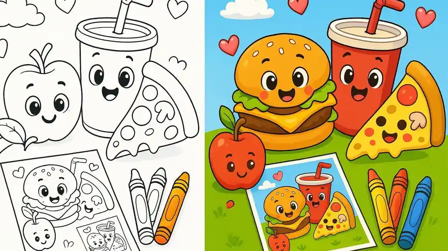 Cute Food Coloring Pages featured image