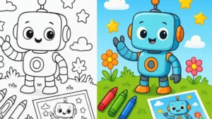 Cute Robots Coloring Pages featured image