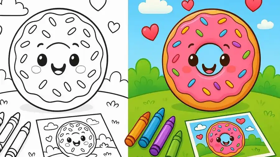 Delicious Donut Coloring Pages featured image