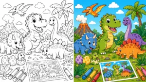 Dinosaurs Coloring Pages featured image