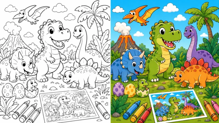 Dinosaurs Coloring Pages featured image