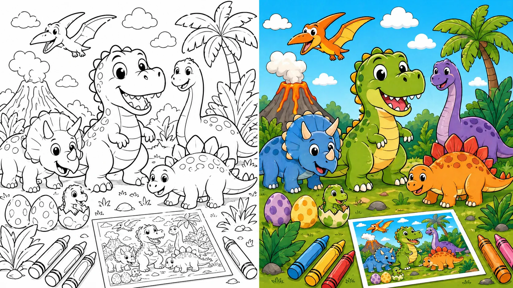 Dinosaurs Coloring Pages featured image
