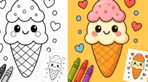 Dot To Dot Kawaii Ice Cream Coloring Pages featured image