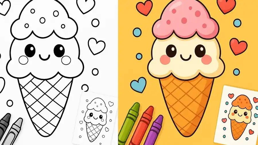 Dot To Dot Kawaii Ice Cream Coloring Pages featured image
