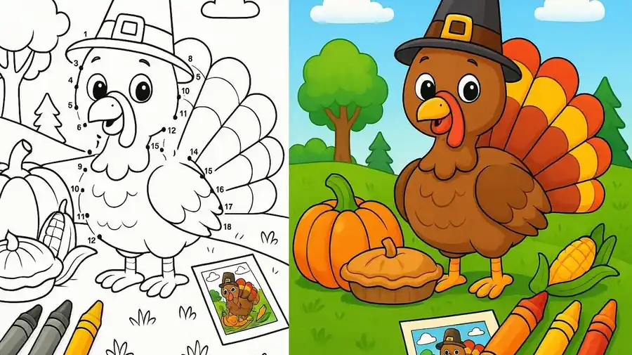 Dot To Dot Thanksgiving Coloring Pages featured image