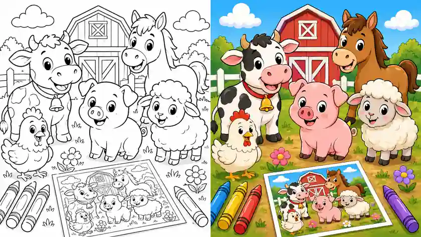 Farm Animals Coloring Pages featured image
