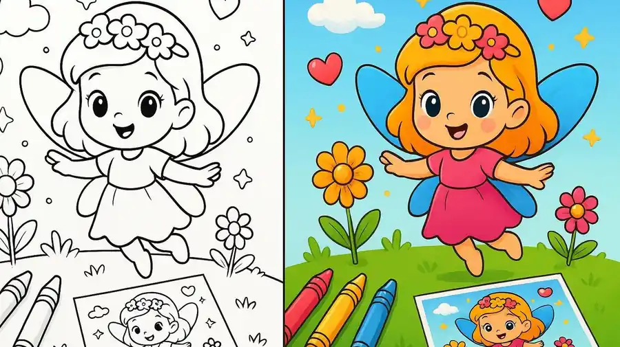 Kawaii Fairy Coloring Pages featured image