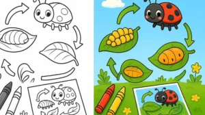 Ladybug Life Cycle Coloring Pages featured image
