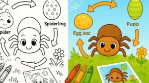 Life Cycle Of A Spider Kindergarten Coloring Pages featured image