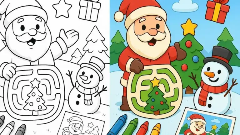 Maze Christmas Coloring Pages featured image