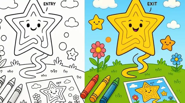 Maze Star Coloring Pages featured image