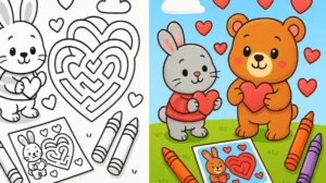 Maze Valentines Day Coloring Pages featured image