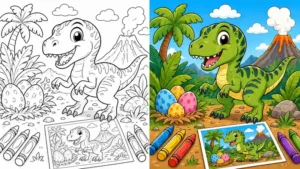 Raptor Dinosaur Coloring Pages featured image