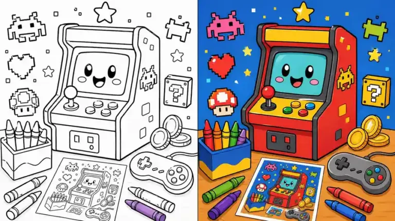 Retro Video Games Coloring Pages featured image