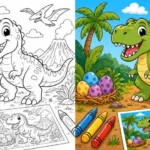 T-Rex Dinosaur Coloring Pages featured image